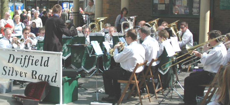 The Driffield Silver Brass Band performs at an outdoor gathering