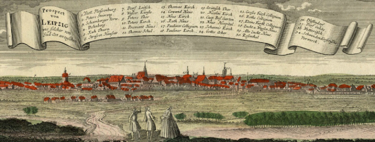 18th-century engraving of the Leipzig skyline