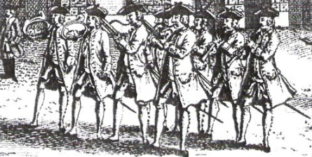 The British 1st Foot Guards band, 1753